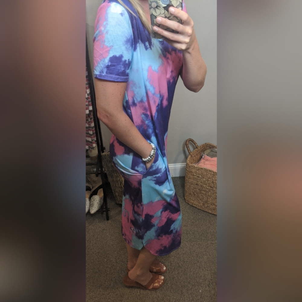 5/$25 Tie Dye Cover Up Summer Dress - Picture 4 of 5